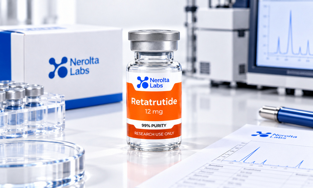 Nerolta Research Library image for retatrutide research 2026 showing peptide-related product or documentation.